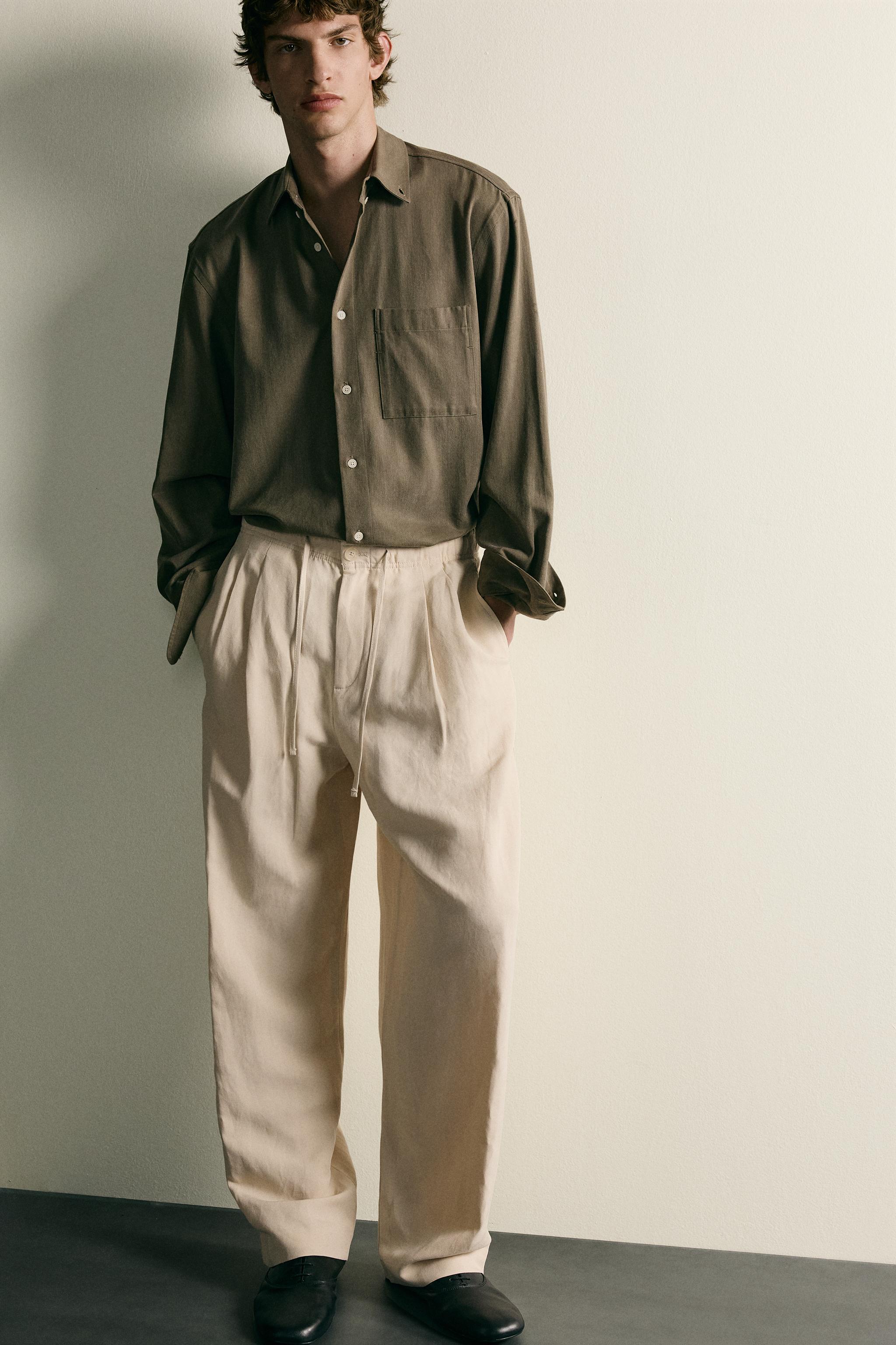 PANTALON COUPE DÉCONTRACTÉE VISCOSE-LIN